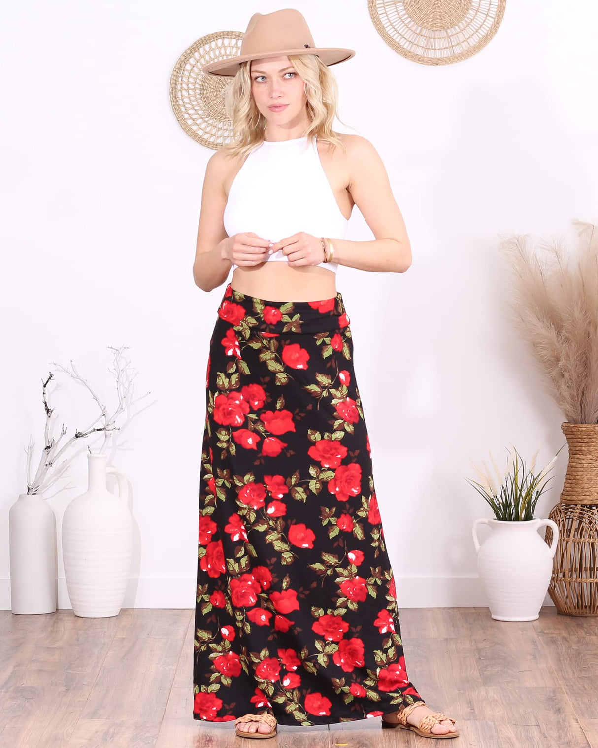 Popana Womens Long Maxi Skirt - Made in USA Long Skirts for Women Trendy - Casual Convertible Sundress Plus Size Maxi Skirt