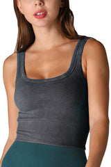 NIKIBIKI Women Seamless Vintage Chevron Ribbed Crop Top, Made in U.S.A, One Size