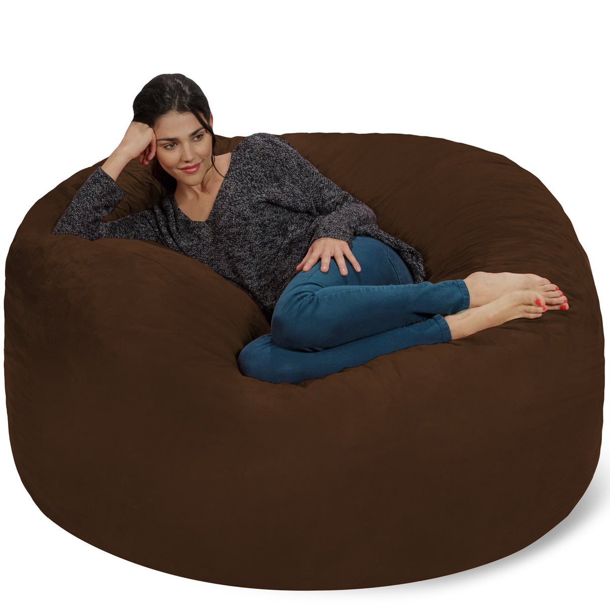 Chill Sack Bean Bag Chair: Giant 5' Memory Foam Furniture Bean Bag - Big Sofa with Soft Micro Fiber Cover - Black