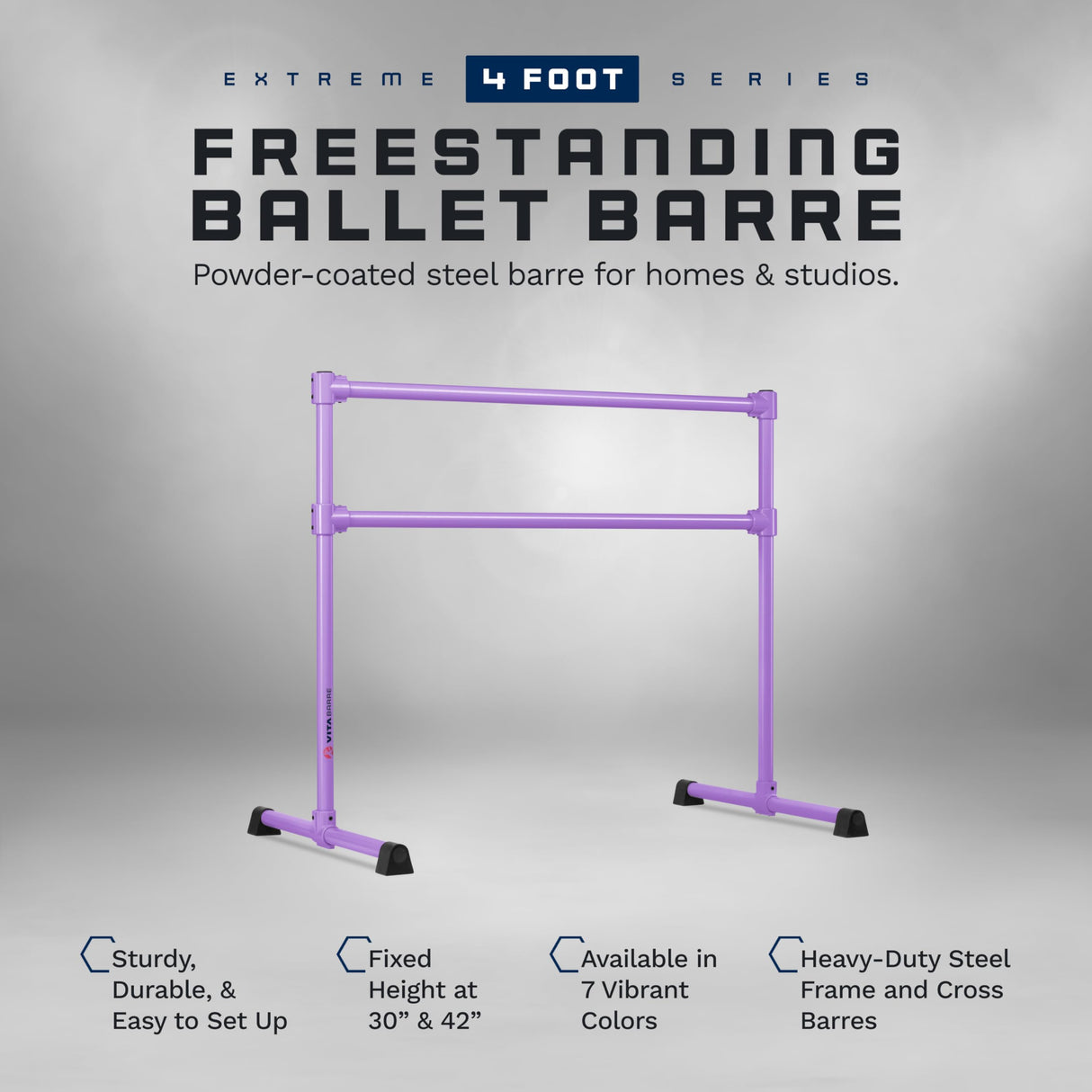 VITA Barre Portable Freestanding Double Ballet Barre, Extreme, Steel | Fixed Height, Made in USA, Home or Gym Exercise Equipment for Kids & Adults | Dance, Fitness, Pilates