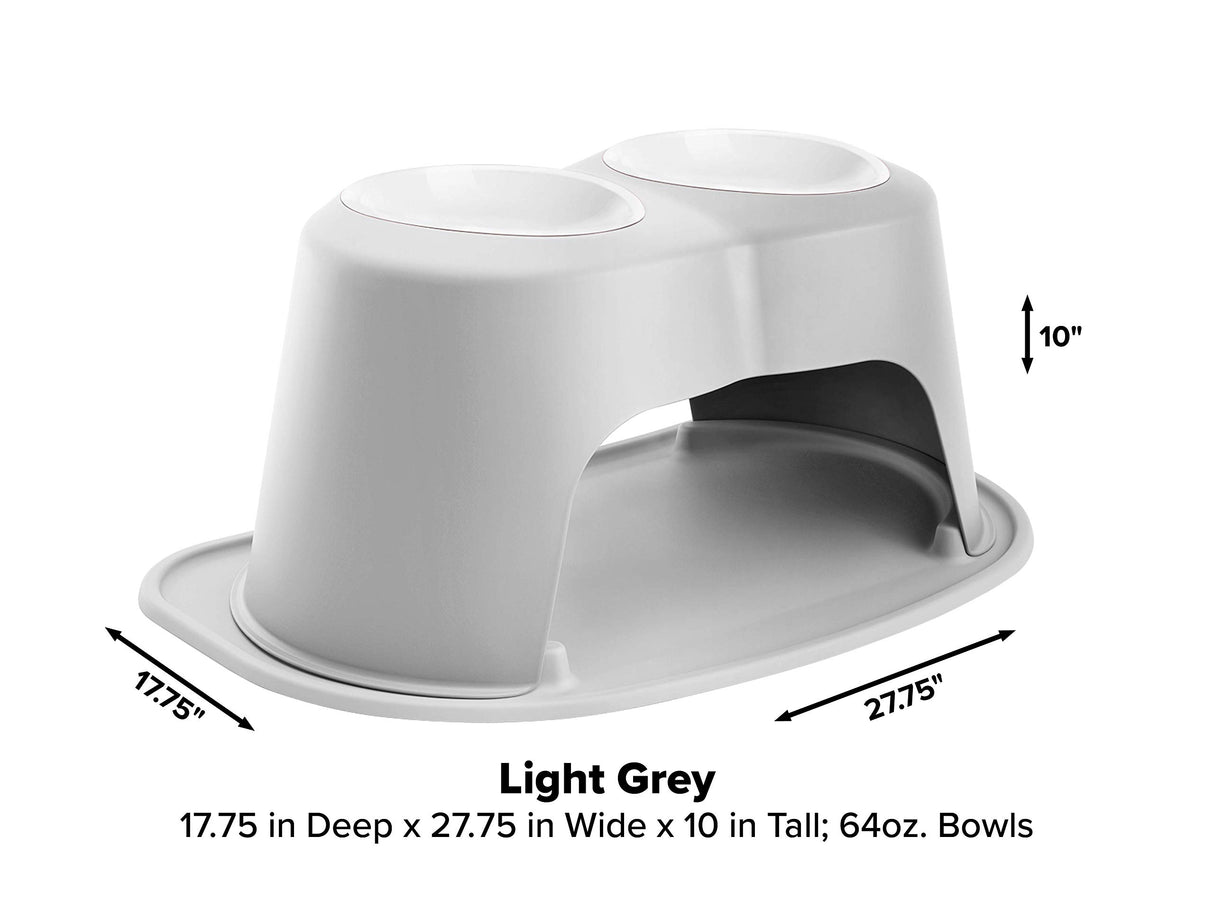 WeatherTech Double High Pet Feeding System w/Plastic Dog/Cat Bowls - 8" High Stand Dark Grey (PDHC3208DGDG)