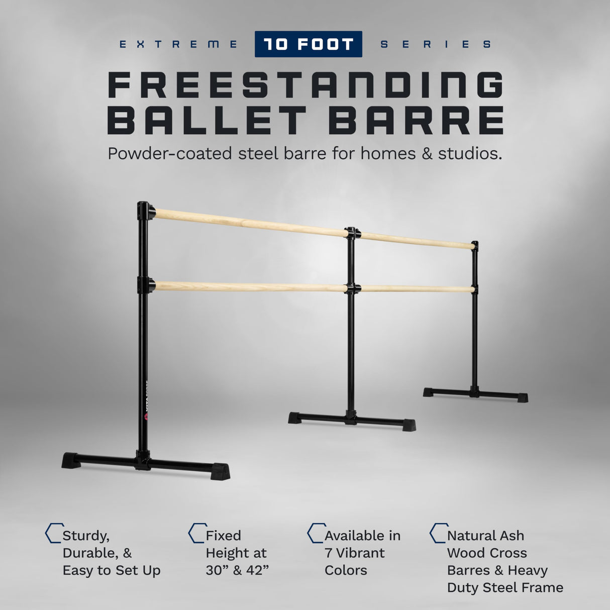 VITA Barre Portable Freestanding Double Ballet Barre, Extreme, Wood | Fixed Height, Made in USA, Home or Gym Exercise Equipment for Kids & Adults | Dance, Fitness, Pilates