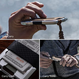 Dango Slim Minimalist Wallet for Men - RFID Blocking - Leather- Bifold, Rawhide/Raw Aluminum