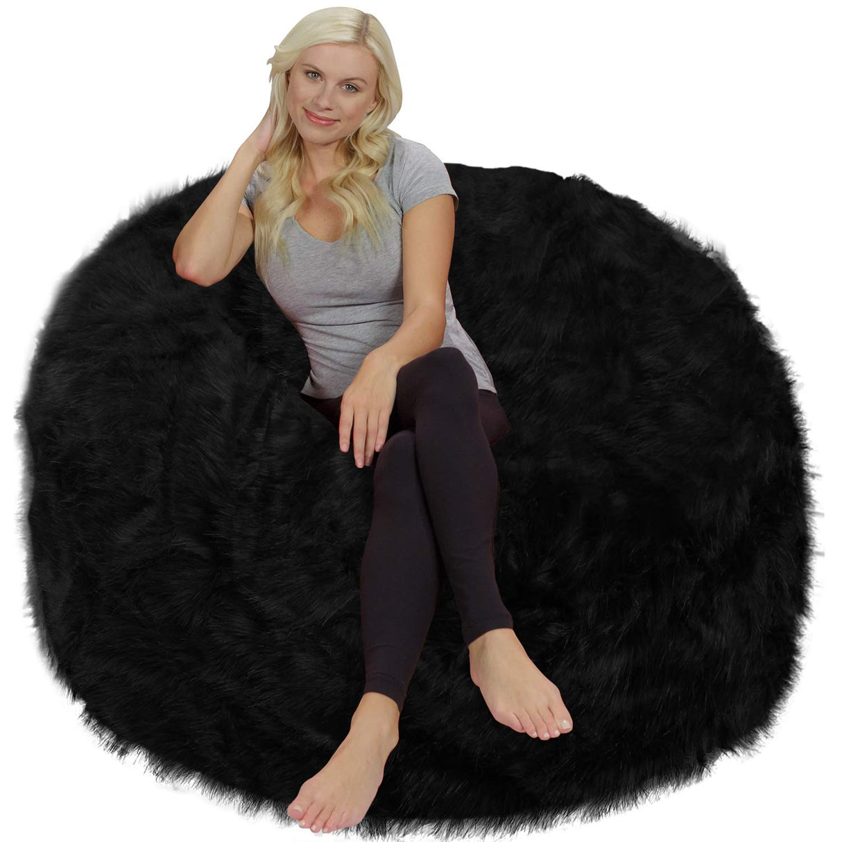 Chill Sack Bean Bag Chair: Giant 5' Memory Foam Furniture Bean Bag - Big Sofa with Soft Micro Fiber Cover - Black
