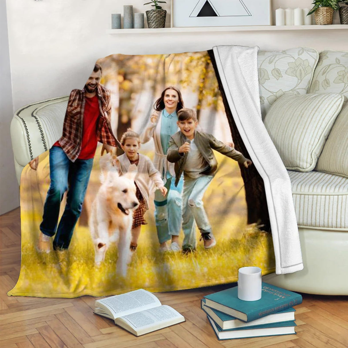 Custom Blanket with Picture Made in USA,Personalized Photo Blanket Throw Photo Blankets for Family Friends Pets,50"x60"