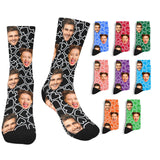 Custom Face Socks with Photo Novelty Crew Socks, Personalized Red Hearts Unisex Crew Sock Gifts for Men Women Made in USA