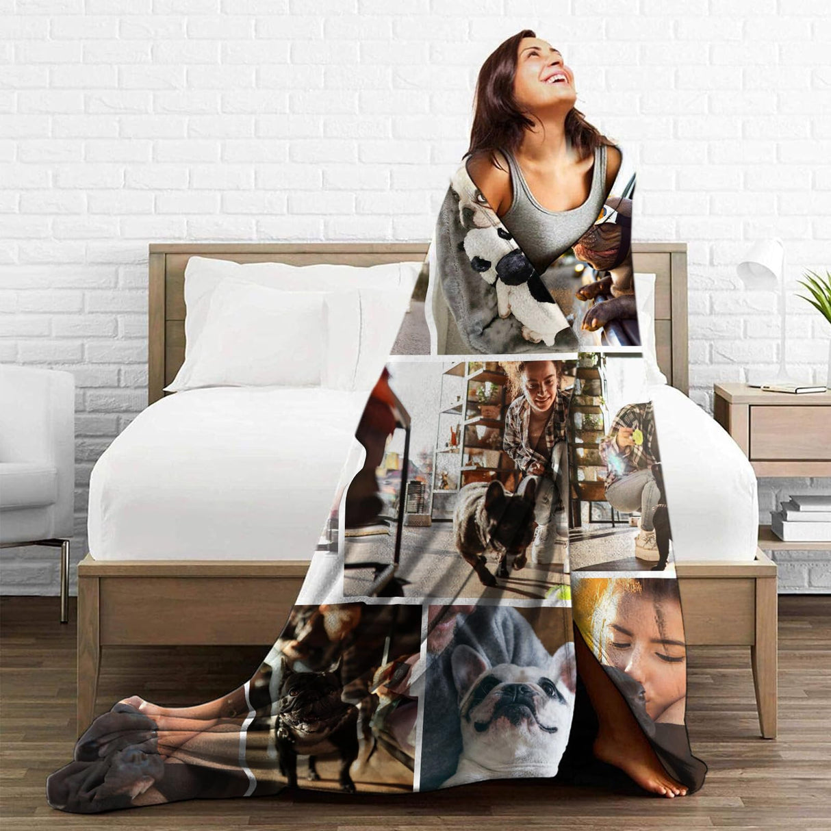 Custom Blanket with Picture Made in USA,Personalized Photo Blanket Throw Photo Blankets for Family Friends Pets,50"x60"