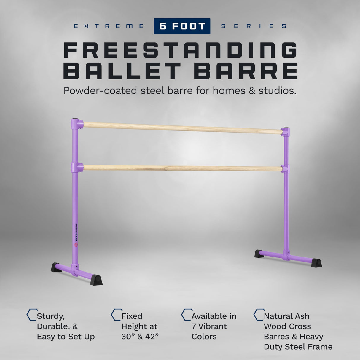 VITA Barre Portable Freestanding Double Ballet Barre, Extreme, Wood | Fixed Height, Made in USA, Home or Gym Exercise Equipment for Kids & Adults | Dance, Fitness, Pilates
