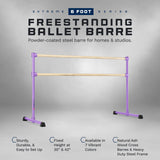VITA Barre Portable Freestanding Double Ballet Barre, Extreme, Wood | Fixed Height, Made in USA, Home or Gym Exercise Equipment for Kids & Adults | Dance, Fitness, Pilates