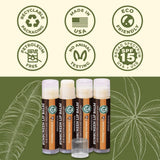 USDA Organic Lip Balm 6-Pack by Earth's Daughter Stocking Stuffers - Fruit Flavors, Beeswax, Coconut Oil, Vitamin E - Best Lip Repair Chapstick for Dry Cracked Lips - Moisturizing Lip Care