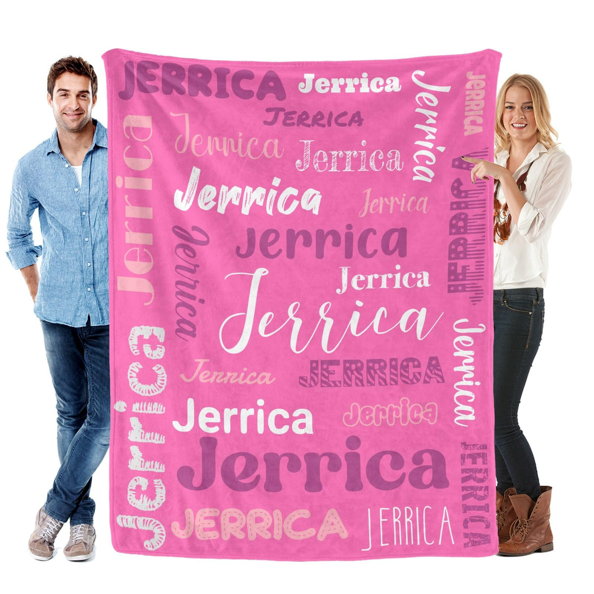 Custom Blanket with Name, Soft Cozy Personalized Name Blankets for Kids, Girls, Boys, Adults, Customized Christmas Blanket for Women, Men, Newborn, New Mom, Red Colors, Made in USA