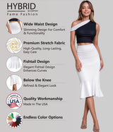 Hybrid & Company Womens Premium Nylon Ponte Stretch Office Fishtail Pencil Skirt High Waist Made in The USA Below Knee