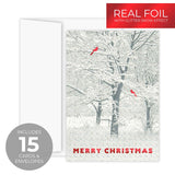 Masterpiece Sparkling Santa Christmas Cards / 16 Festive Holiday Cards Set With White Envelopes / 5 5/8" x 7 7/8" Winter Gold Foil Greeting Cards With Inside Verse/Made In The USA