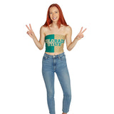 Lojobands Women's Tailgate Outfit College Two Tone Color Block Tube Top Made in USA One Size Fits Most