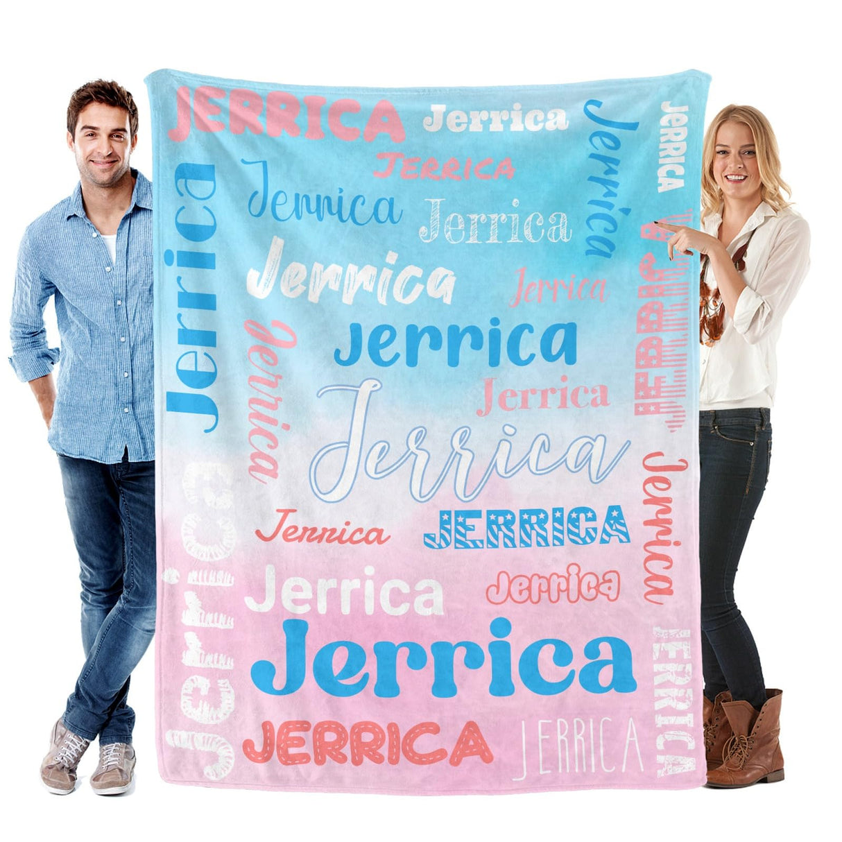 Custom Blanket with Name, Soft Cozy Personalized Name Blankets for Kids, Girls, Boys, Adults, Customized Christmas Blanket for Women, Men, Newborn, New Mom, Red Colors, Made in USA
