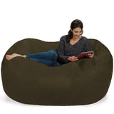 Chill Sack Bean Bag Chair: Huge 6' Memory Foam Furniture Bag and Large Lounger - Big Sofa with Soft Micro Fiber Cover - Red Furry