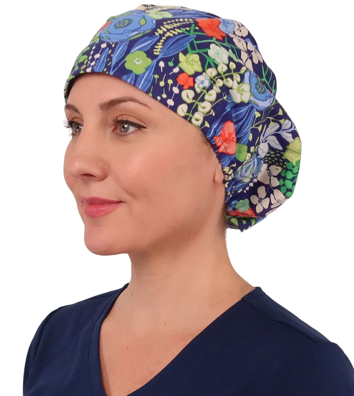 Sparkling EARTH Riley Medical Scrub Caps with Flat Front and Roomy Back - Adjustable Cord Lock Closure - Made in The USA!