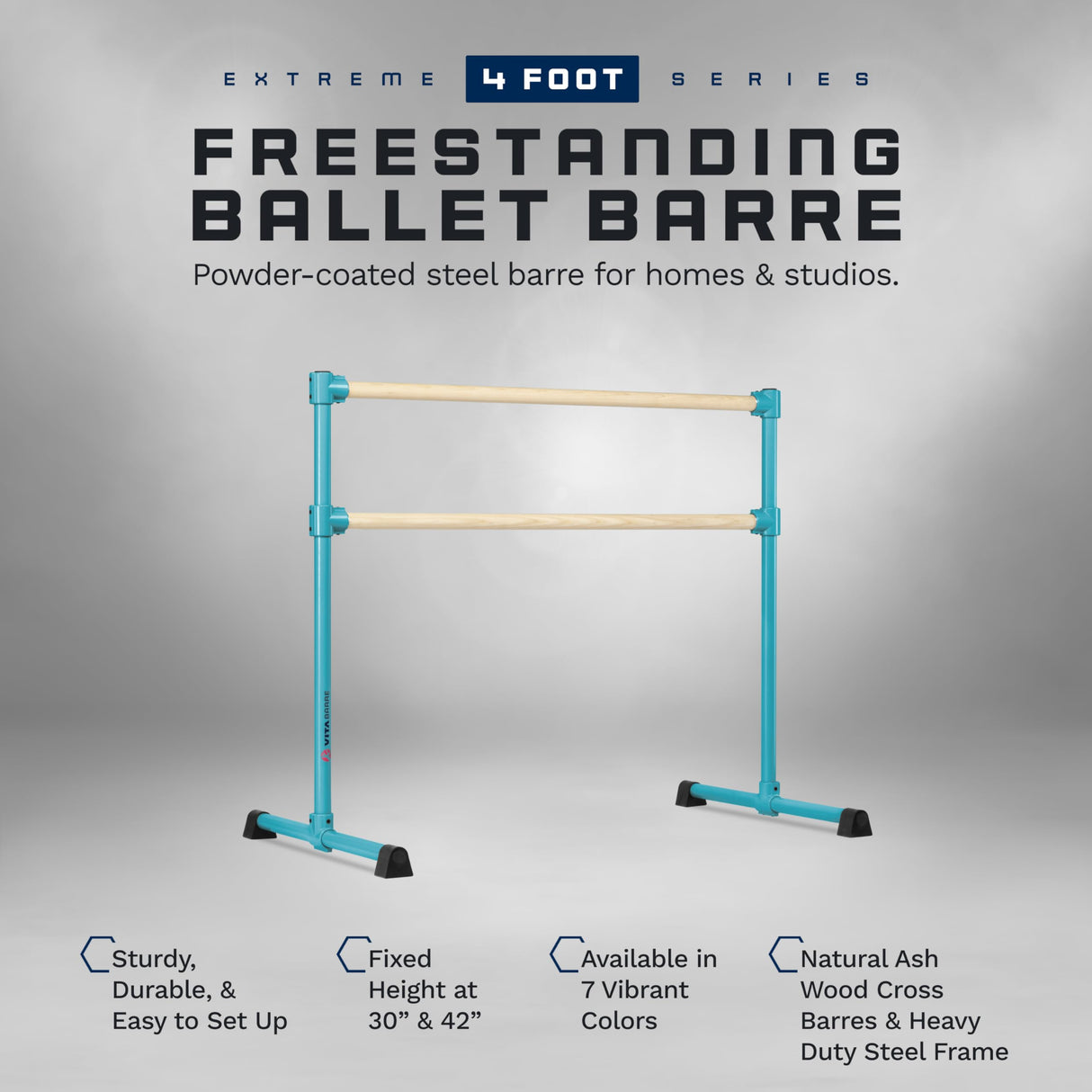 VITA Barre Portable Freestanding Double Ballet Barre, Extreme, Wood | Fixed Height, Made in USA, Home or Gym Exercise Equipment for Kids & Adults | Dance, Fitness, Pilates