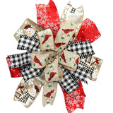 Christmas Cardinal Snowman Gingham Wreath Bow - Package Perfect Bows Made in USA