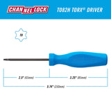 CHANNELLOCK T082H T8 x 2.5-inch Professional Torx Screwdriver, Precision Machined Non-Magnetic, Made in USA, Molded Tri-Lobe Grip