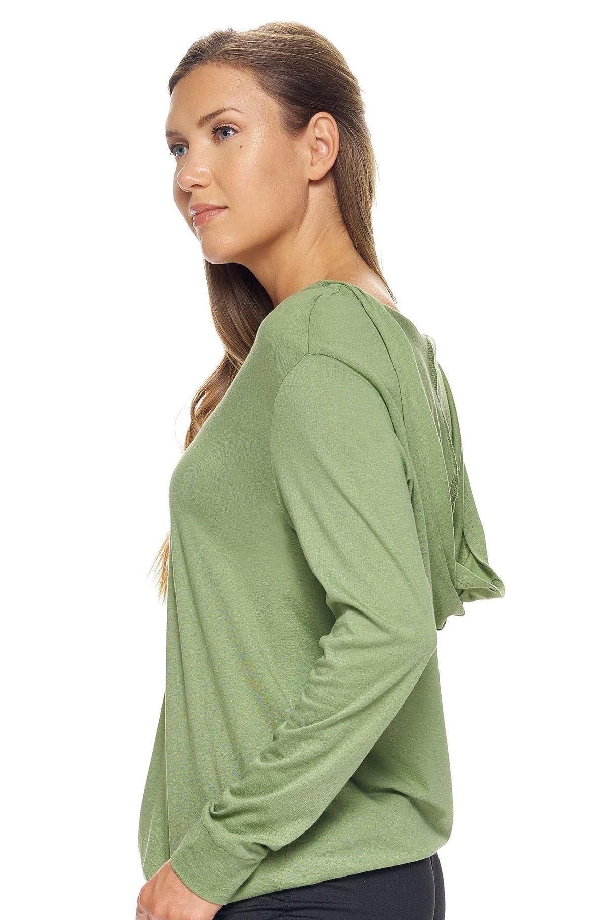 Expert Brand USA-Made Women's Lenzing Modal Soft Casual MoCA V-Neck Cinch Plant-Based Hoodie