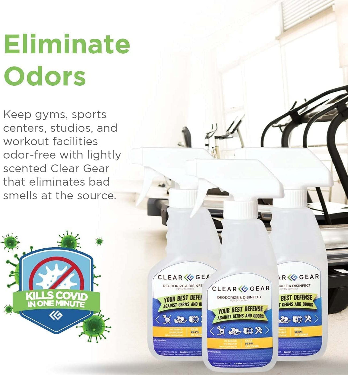 Disinfectant, Cleaner, and Deodorizer For Sports Equipment, Gyms, and Fitness Centers - EPA-Registered, Hospital Grade, Made in USA - 1-Pack of 32 Oz Bottle Disinfecting Spray