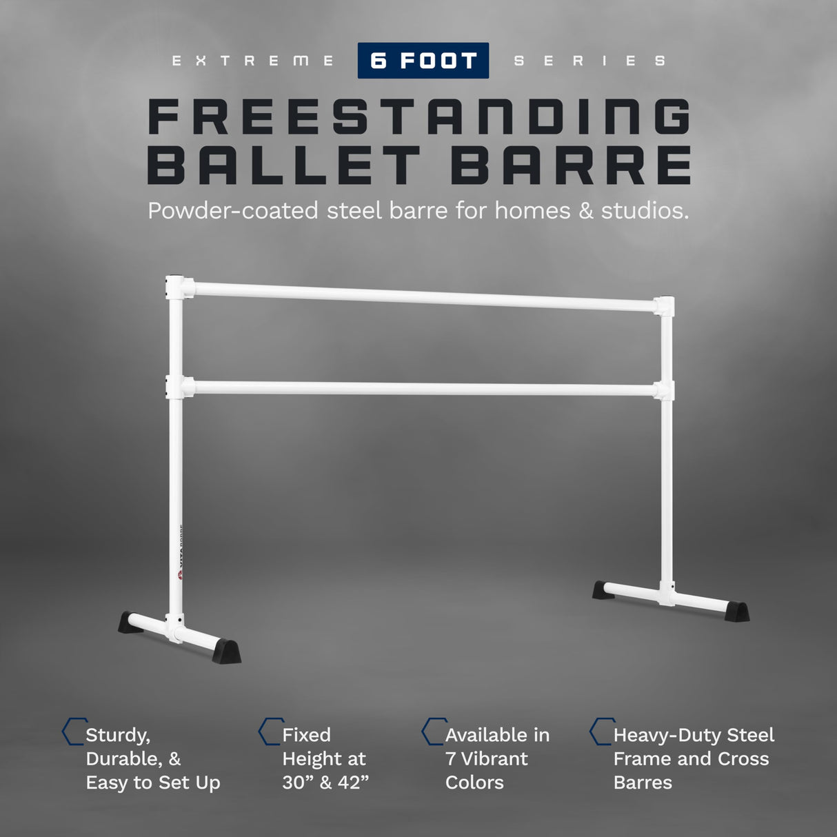 VITA Barre Portable Freestanding Double Ballet Barre, Extreme, Steel | Fixed Height, Made in USA, Home or Gym Exercise Equipment for Kids & Adults | Dance, Fitness, Pilates