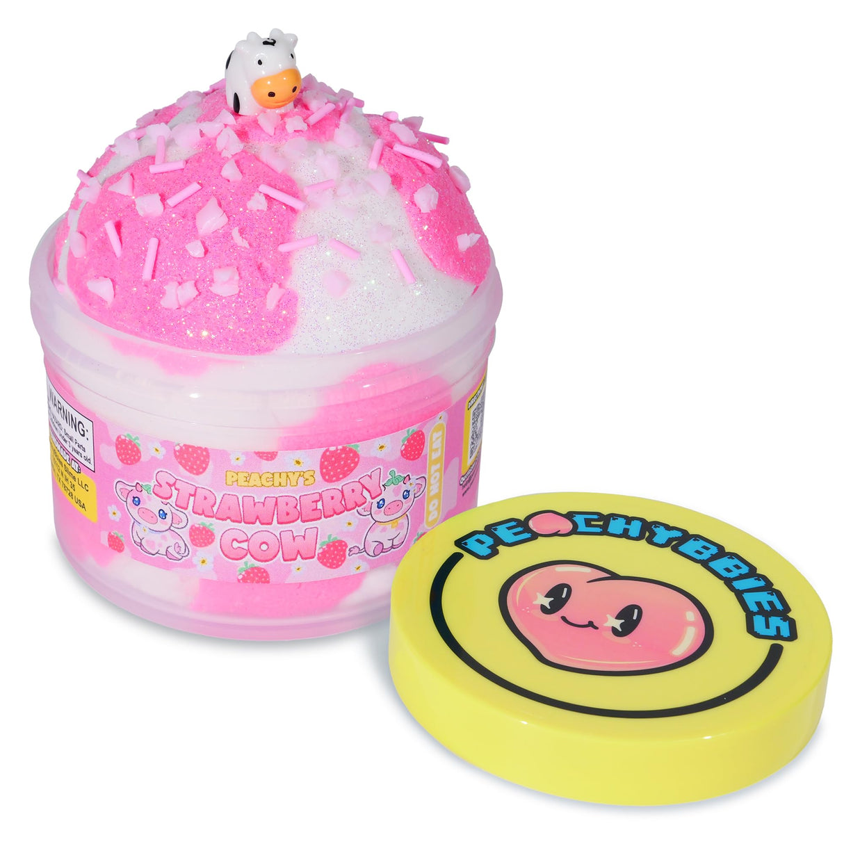 Slime Strawberry Cow Cloud Slime, Made in USA Premium Slime, 100% Authentic Peachybbies, 7 oz., Scented Slime for Kids from The Original Peachybbies Slime Shop, ASMR, Limited Edition