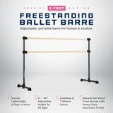 VITA Barre Portable Freestanding Double Ballet Barre, Prodigy, Wood | Adjustable Height, USA Made, Home or Gym Exercise Equipment for Kids & Adults | Dance, Fitness, Pilates