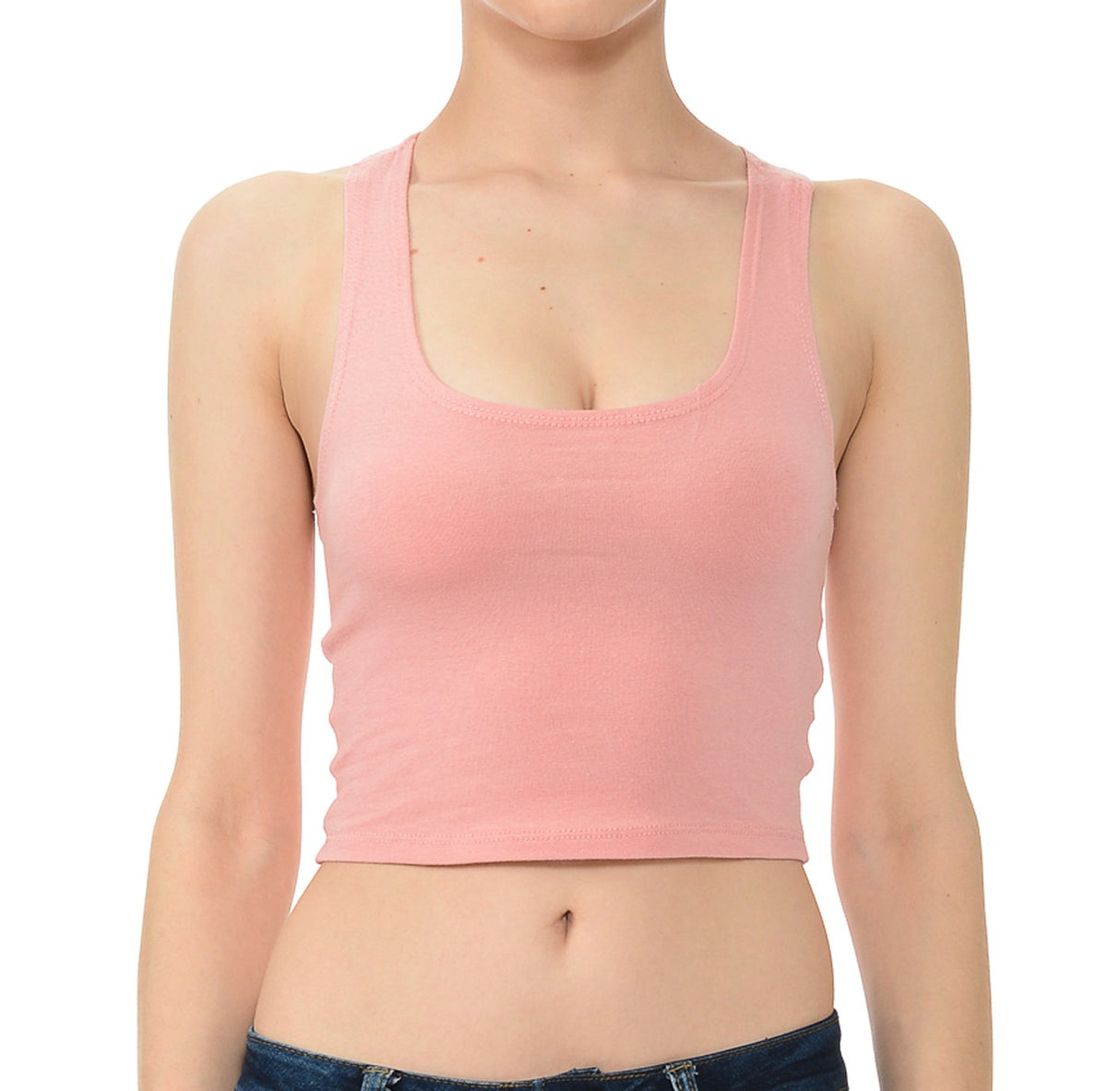 7Wins Women's Casual Solid Sleeveless Crop Top Basic Round Neck Tank Top