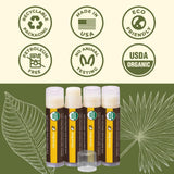 USDA Organic Lip Balm 6-Pack by Earth's Daughter Stocking Stuffers - Fruit Flavors, Beeswax, Coconut Oil, Vitamin E - Best Lip Repair Chapstick for Dry Cracked Lips - Moisturizing Lip Care