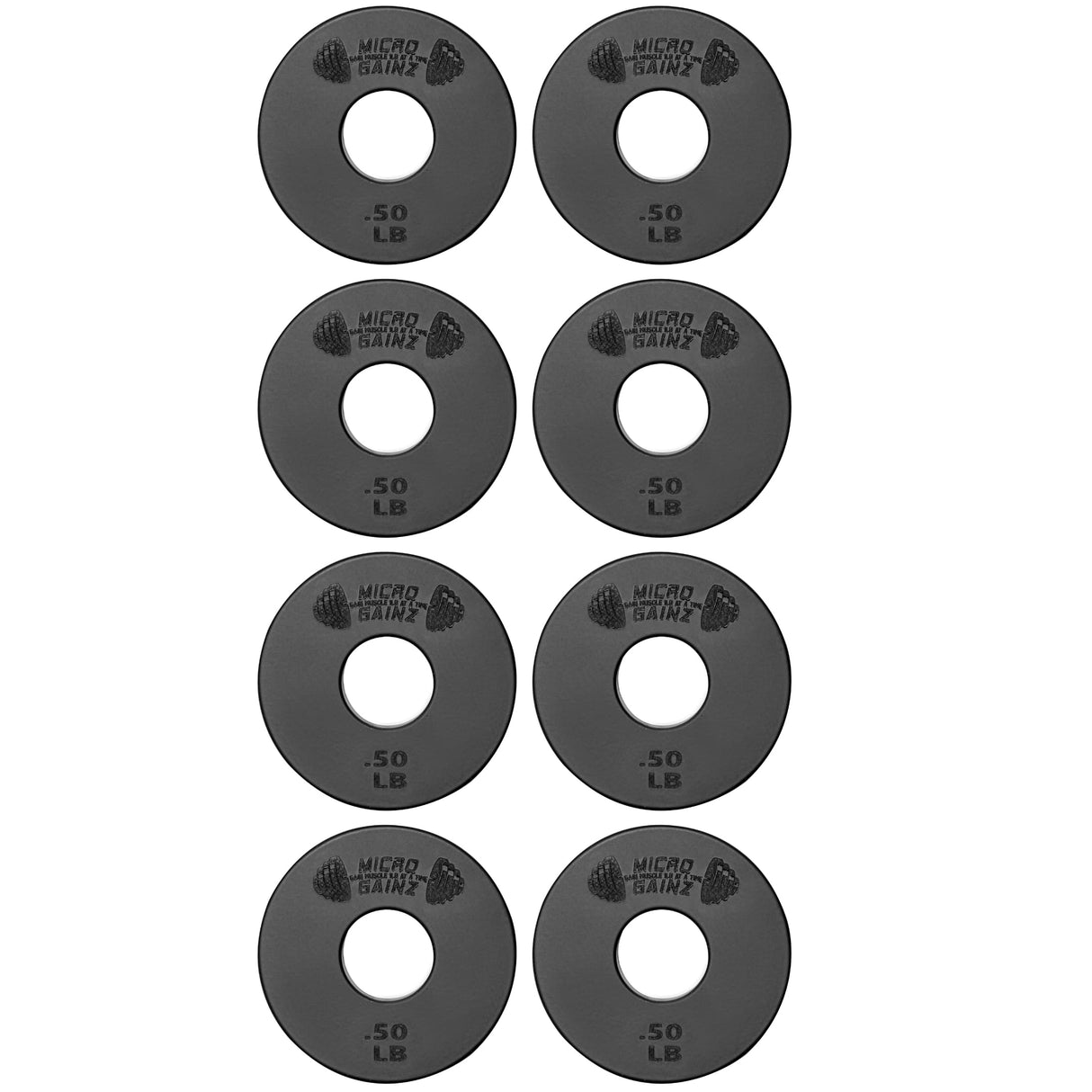 Micro Gainz 1-Inch Center Hole Standard Fractional Weights Plates Set, 8 Piece Dumbbell & Barbell Set of .50LB Plates for Strength Training and Weight Lifting, Made In USA