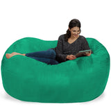 Chill Sack Bean Bag Chair: Huge 6' Memory Foam Furniture Bag and Large Lounger - Big Sofa with Soft Micro Fiber Cover - Red Furry