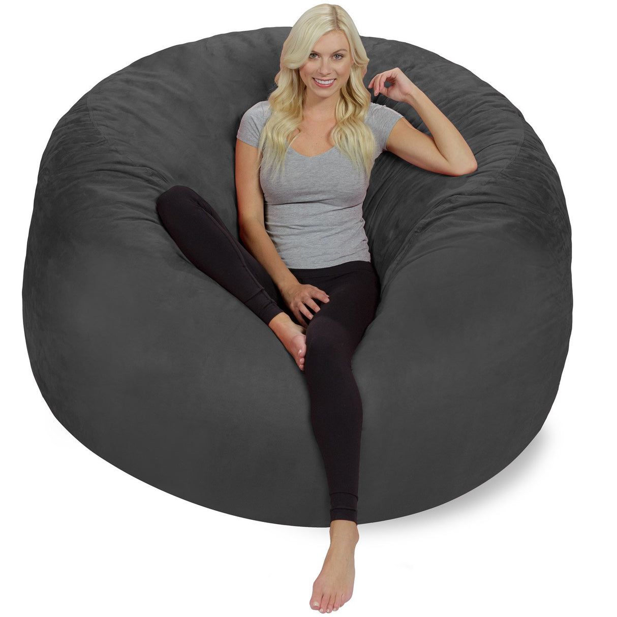 Chill Sack Bean Bag Chair: Giant 6' Memory Foam Furniture Bean Bag - Big Sofa with Soft Micro Fiber Cover, Charcoal