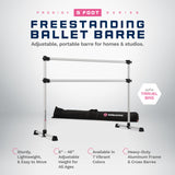 VITA Barre Portable Freestanding Double Ballet Barre, Prodigy, with Carry Bag | Adjustable Height, USA Made, Home or Gym Exercise Equipment for Kids & Adults | Dance, Fitness, Pilates
