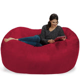 Chill Sack Bean Bag Chair: Huge 6' Memory Foam Furniture Bag and Large Lounger - Big Sofa with Soft Micro Fiber Cover - Red Furry