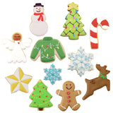 Winter Christmas Cookie Cutters 11-Pc. Set Made in the USA by Ann Clark, Gingerbread Boy, Christmas Tree, Reindeer, Snowflake, Snowman and more