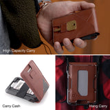 Dango Slim Minimalist Wallet for Men - RFID Blocking - Leather- Bifold, Rawhide/Raw Aluminum