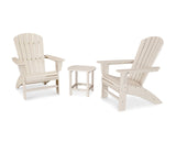 POLYWOOD Nautical 3-Piece Curveback Adirondack Chair Set with Side Table