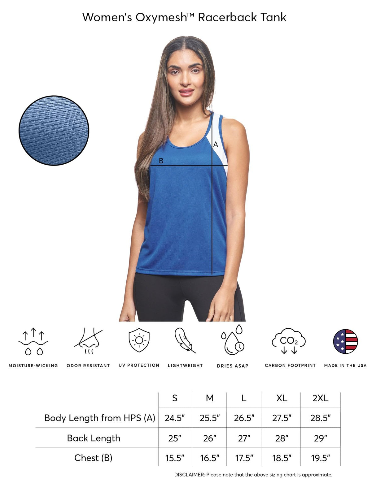 Expert Brand USA-Made Women's Oxymesh Dry Fit Sleeveless Tank Top Athletic Shirt