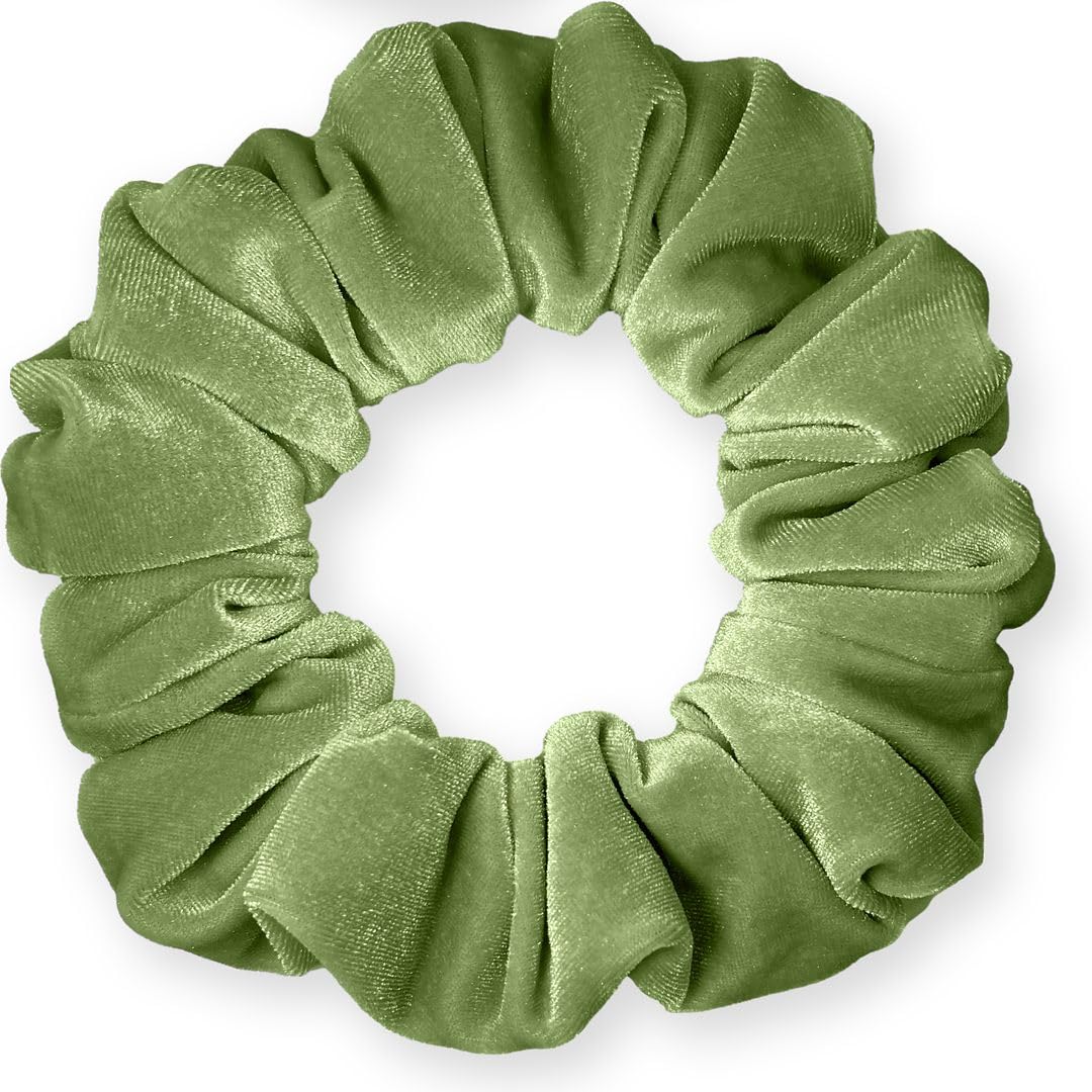 Velvet Scrunchies Jumbo Size Plush Big Ponytail Holders Thick Braided Locked Hair Big Made in the USA Green Pine