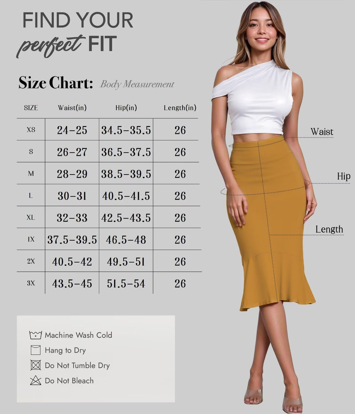 Hybrid & Company Womens Premium Nylon Ponte Stretch Office Fishtail Pencil Skirt High Waist Made in The USA Below Knee