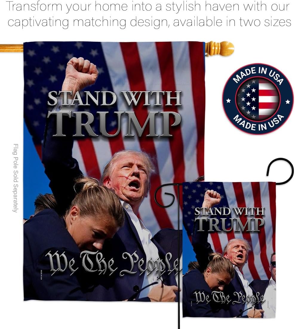 Stand with Trump Rally 2024 Flag Wall Hanging Deor for Home Poster Porch We The People President 47 MAGA Yard Sign Outdoor Patriotic Decorations, Republican Gifts Made in USA