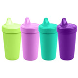 Re-Play Made in USA 10 Oz. Sippy Cups for Toddlers, Pack of 4 - Reusable Spill Proof Cups for Kids, Dishwasher/Microwave Safe - Hard Spout Sippy Cups for Toddlers 3.13" x 6.25", Desert Roses
