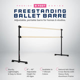 VITA Barre Portable Freestanding Double Ballet Barre, Prodigy, Wood | Adjustable Height, USA Made, Home or Gym Exercise Equipment for Kids & Adults | Dance, Fitness, Pilates