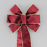 Ivory Brushed Velvet Gold Lame Backed Wire Edge Christmas Bow - Handcrafted in USA (8 inch bow)