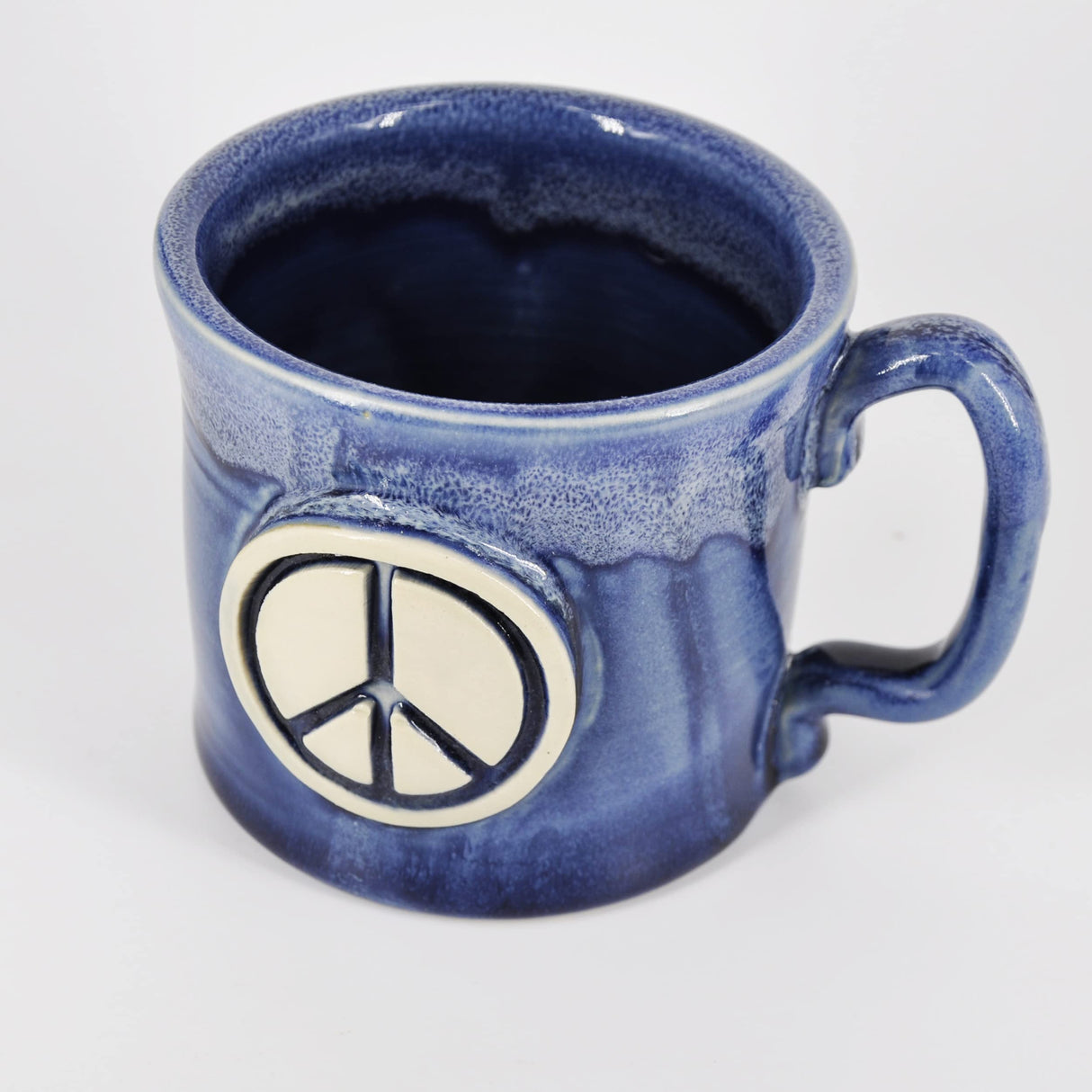 Handmade Coffee Mug - Peace Sign 14oz Blue