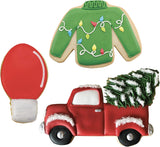 Christmas Trends Cookie Cutters 3-Pc. Set Made in the USA by Ann Clark, Vintage Truck with Tree, Lightbulb, Ugly Sweater