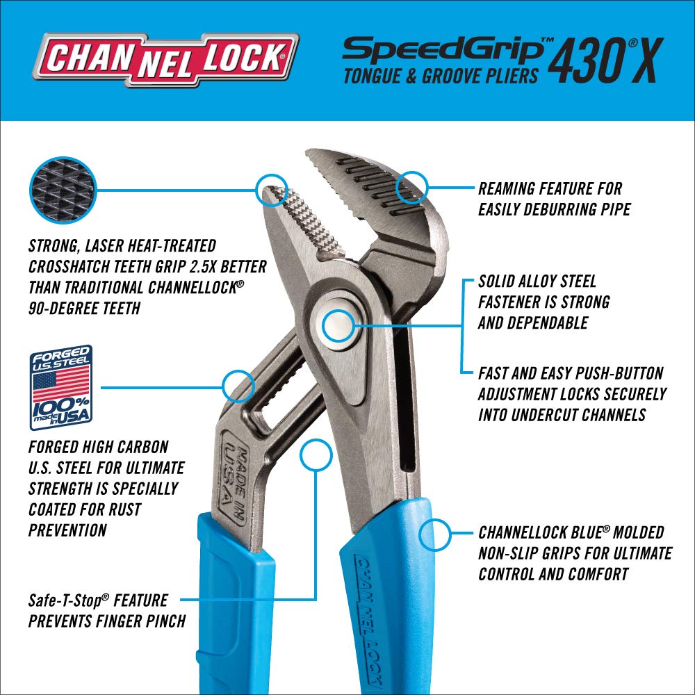 Channellock GS-3XECP SPEEDGRIP High Carbon Steel Tongue & Groove Pliers Set