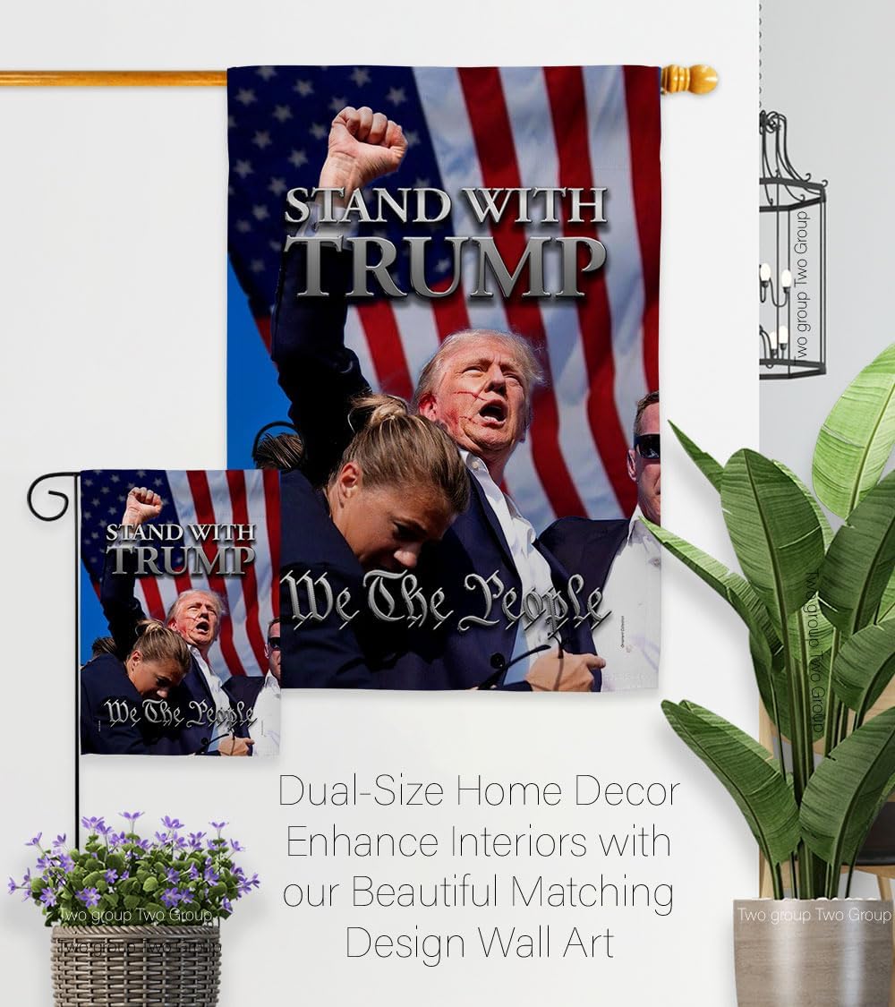 Stand with Trump Rally 2024 Flag Wall Hanging Deor for Home Poster Porch We The People President 47 MAGA Yard Sign Outdoor Patriotic Decorations, Republican Gifts Made in USA